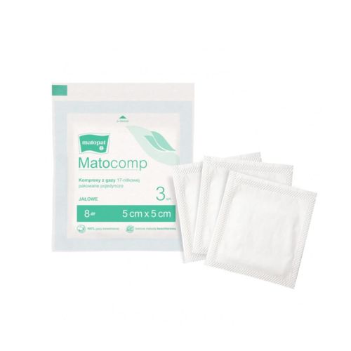 Sterilní plynový kompres 3 ks. Matocomp Kompres gazowy jałowy 3 szt. Matocomp 5x5.jpg